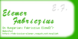 elemer fabriczius business card